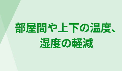 部屋間や上下の温度、湿度の軽減